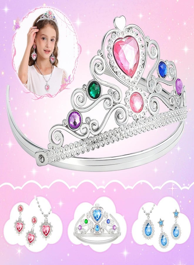 LIMIROLER Princess Dress Up Shoes Set Girls Role Play Shoes Toddler Pretend Jewelry Toys Set Gift Set 2 Pairs of Shoes Kit Collection of Tiara Crown Earrings Necklace Rings for Girls Aged 3-6 Years Old - Image 3